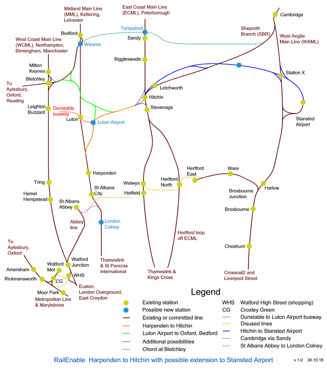 Harpenden to Hitchin with possible extension to Stansted Airport