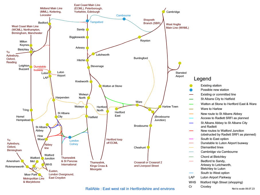 East west rail in Hertfordshire and environs