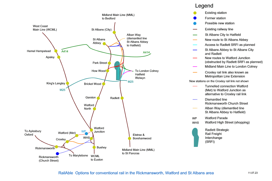 Options for conventional rail in the Rickmansworth, Watford and St Albans area