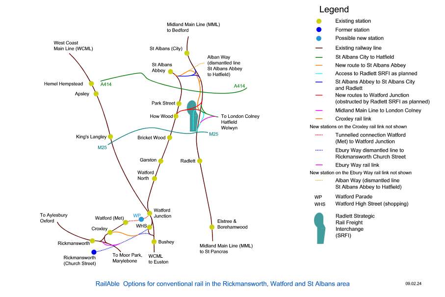 Options for conventional rail in the Rickmansworth, Watford and St Albans area