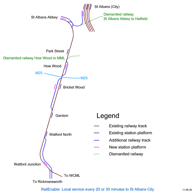 Local service every 20 or 30 minutes to St Albans City